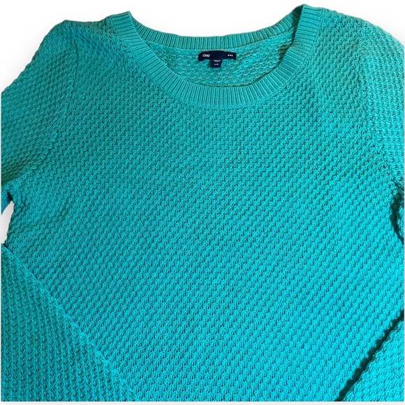 GAP Green/Turquoise Cotton Waffle-Knit Sweater L - Picture 5 of 9